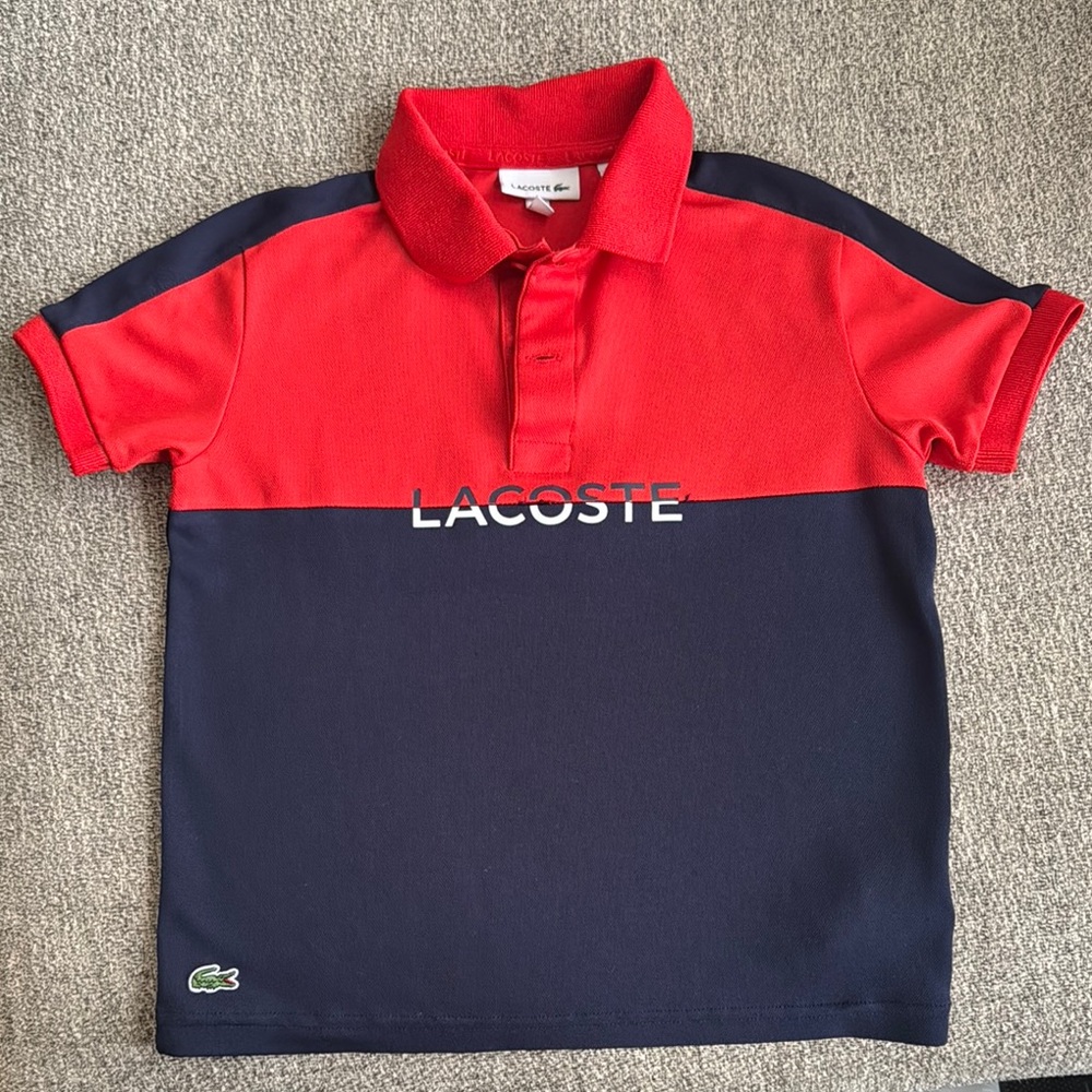 Lacoste Kids Red and Blue Polo Shirt 6T